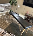 Portable Foldable Black Massage Table W  Face Cradle   Armrests Wood Pu