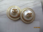 Chanel 2 Faux Pearl  Buttons   With Gold Tone   Metal   Cc Logo 20mm  lot 2