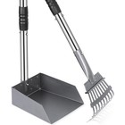Dog Pooper Scooper With Long Handle Pet Tray And Rake Set Waste Removal For Dogs