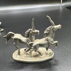 Lot Of 7 Vintage Solid Fantasy Silver Rearing Pewter Unicorn Figurines sculpture