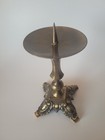 Vintage Ornate Footed Brass Rose Bud Spike Pillar Candle Holder 8   Tall