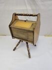 Vintage Antique Wooden Sewing Box With Top Doors Thread Shelf