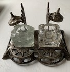 Rare Vintage Antique Judd Cast Iron Double Inkwell   Pen Stand Very Nice 7   x 4    