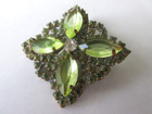 Xl Gorgeous Czech Vintage Glass Vaseline Uranium Rhinestone Button  Collectable