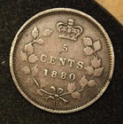 Vg Canadian 5 Cent Silver Coin 1880 H Km  2 Canada Victoria Silver  925 Five