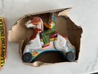 Vintage 1950s Galloping Indian Tin Litho Friction Motor Toy And Box