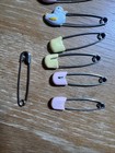 Vintage Lot Of 10 Diaper Pins Ducks Pink Yellow Safety Pins