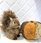 Hand Crafted Straw Faux Fur Squirrel Figurine  9    Botanical Pumpkin 6  Fall Na