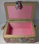 Vintage Sewing Basket Floral Fabric No Tray 7x5x4 Dimensions