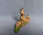 Antique Cast Metal Miniature Toy Figure Rabbit Trio France Lead Animal