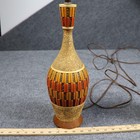 Vintage Mid Century Modern Ceramic Table Lamps Pair Orange Brown Mosaic Textured