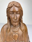Vintage Antique Hand Carved Wood Jesus Christ Bust Head Sculpture Statue 10    Vgc