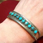 Vintage Taxco Mexico Sterling 925 Turquoise Cuff Bracelet