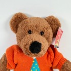 Fao Schwarz Teddy Bear 12  Plush Happy Birthday Orange Sweater W  Tag Euc