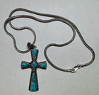 Stauer Mission Turquoise Cross 925 Sterling Pendant Original 18  Chain