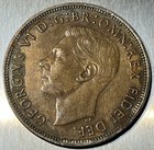 1949 Mint Error Great Britain One 1 Penny Coin Planchet Error Tin Reverse 