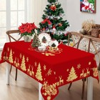 Christmas Rectangle Tablecloth 60 X 84 Inch Red Table Cloth Golden Deer Xmas    