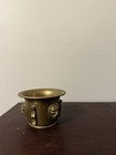 Antique 1950s French Heavy Solid Brass Lion Mortar   Pestle Pharmacy Apothecary