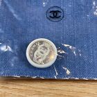 Authentic Chanel Cc Coco Logo Metal Button  W Denim Fabric Swatch
