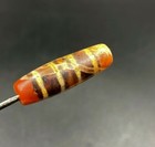 Antique Stripe Chung Dzi Etched Agate Bead Pendant 