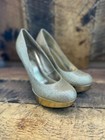 Womens Bamboo Gold Glitter Platform Pumps High Heel Shoes Size 9
