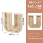 Wooden Letter Piggy Bank  Letter U  1 Pcs