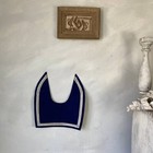 Vintage French Sailor Collar Or Bib Blue With White Border Stripes Antique Nava