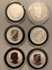 Set Of 6 Wild Canada Privy Reverse Proof 1oz  9999 Silver Maple Leaf Coins