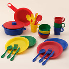 27pc Kids Play Kitchen Cookware Set Plastic Dishes Utensils Pretend Toy Gift