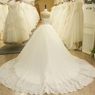 Wedding Dresses With Sweep Train Strapless Lace Appliques Classic Bridal Gowns