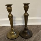Vintage Solid Brass Candle Holders Pair 10    Tall Heavy Classic Taper
