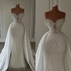 Sexy Mermaid Wedding Dress Sweetheart Beads Lace Detachable Lace-up Bridal Gown