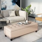 50  Lift Top Storage Ottoman Tufted Fabric Shoe Bench Footrest Stool Seat