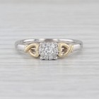 0 15ctw Diamond Halo Engagement Ring 10k White Yellow Gold Size 7 Heart Accents