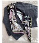New Boutique 23 Momme Silk Double-faced Satin Purple Printing Scarf 110cm