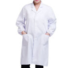 Men Women Doctor Nurse Uniform Lapel Collar White Lab Coat Long Sleeve Jacket Us