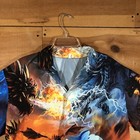 Vintage Ice Fire Dragon Short Sleeve Poly Blend Button Up Shirt Mens Size 2xl