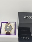  595 Msrp   Movado Bold Access Men s Black Dial Leather Band Watch - 3600915 New