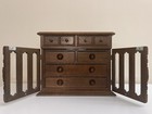 Vintage Wooden Jewelry Chest Organizer With Drawers   Side Doors