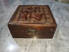 China Old Pear Wooden Jewelry Box Relief Fu Character Pattern Storage Box