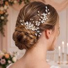 Bride Rose Gold Wedding Hair Comb Rhinestone Bridal Headpiece Sparkly Crystal Ha