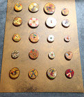 Collector Card 20 Wood Hand Painted Picture Studio Buttons