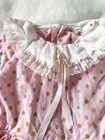 Vintage Girls 60s Pink Polka Dot Pinafore Lace Puff Sleeve Dress Size Party