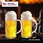 Beer Mug Set Of 2  16 5oz Glass Beer Mugs For Freezer  Clear Large Beer Steins W