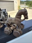 Antique vintage Indian Hindu Temple Brass Horse And Chariot carriage  5 l X 3 t 