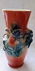 Vintage Royal Copley Pink Vase With Blue Dogwood Flowers