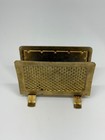 Vtg Rustic Gold Metal Napkin Holder Caddy Farmhouse Kitchen Table Decor Retro