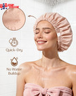 Satin Lined Shower Cap For Women Reusable Waterproof  Frizz Free   Large Bath Ca