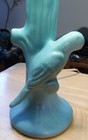 Van Briggle Parakeet Lamp With Original Shade  Ming Blue  Beautiful