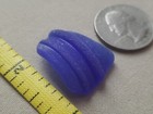 Genuine Beach Sea Glass Surf Tumbled Cobalt Blue Neck Lip Frosted Pendant V01